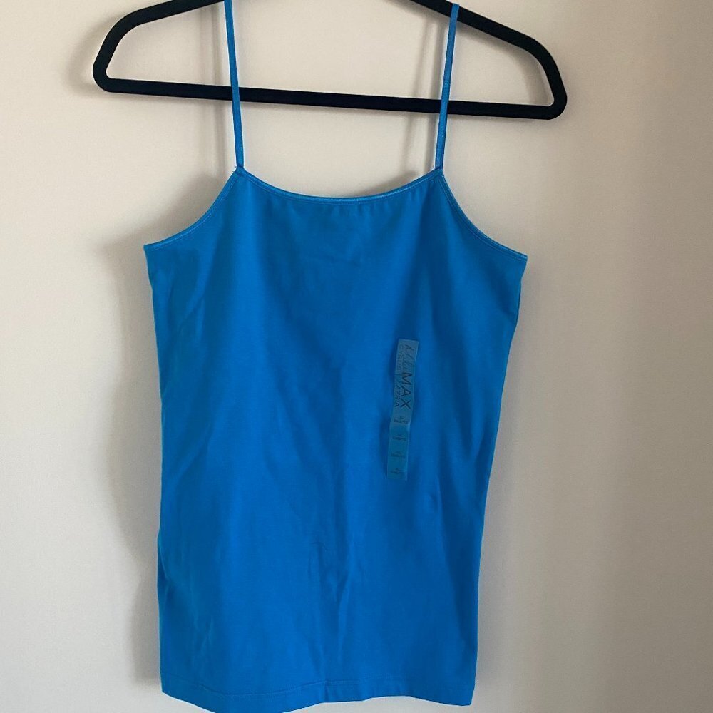 MILEY CYRES MAX AZRIA Blue Stretchy Tank Top Size XL NWOT